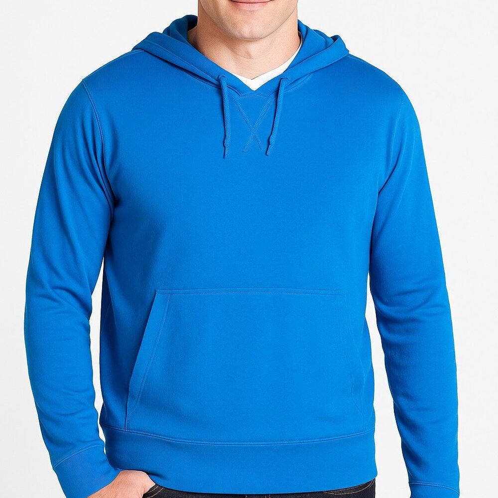 Men’s Solid Royal Blue Hoodie with Contrast Drawcord Medium, 100% Cotton